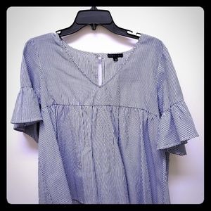 Stripped blue baby doll blouse